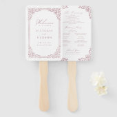 ほこりっぽいピンクヴィンテージフレームエレガントな結婚式プログラム ハンドファン (正面&裏面)