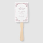 ほこりっぽいピンクヴィンテージフレームエレガントな結婚式プログラム ハンドファン (正面)