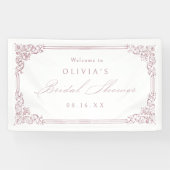 ほこりっぽいピンクヴィンテージフレームエレガントブライダルシャワー 横断幕 (横)