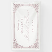 ほこりっぽいピンクヴィンテージフレームエレガントブライダルシャワー 横断幕 (縦)