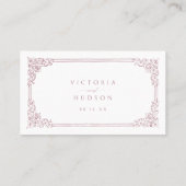 ほこりっぽいピンクヴィンテージフレームエレガントブライダルレジストリ プレイスカード (裏面)