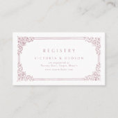 ほこりっぽいピンクヴィンテージフレームエレガントブライダルレジストリ プレイスカード (正面)