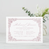 ほこりっぽいピンクヴィンテージフレームエレガントリハーサルディナー 招待状 (スタンド正面)