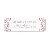 ほこりっぽいピンクヴィンテージフレームエレガント差出人住所 ラベル (正面)