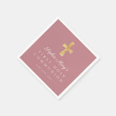 ほこりっぽいピンク十字宗教少女ファースト・コミュニオン スタンダードカクテルナプキン (角)