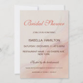 ほこりっぽいピンク大理石筆跡ブライダルシャワー 招待状 (正面)