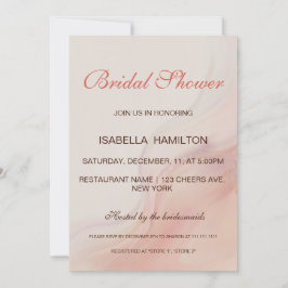 ほこりっぽいピンク大理石筆跡ブライダルシャワー 招待状