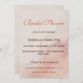 ほこりっぽいピンク大理石筆跡ブライダルシャワー 招待状 (正面/裏面)