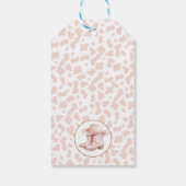 ほこりっぽいピンク女性のカーボーイブーツ最初のロデオ1歳の誕生日 ギフトタグ (裏面)