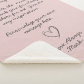 ほこりっぽいピンク手書きラブレターまたはメッセージ シェルパブランケット (3/4)