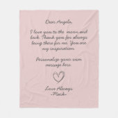 ほこりっぽいピンク手書きラブレターまたはメッセージ フリースブランケット (正面)