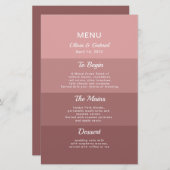 ほこりっぽいピンク深い赤面エレガスタイリッシュントなウェディングメニュー (正面/裏面)