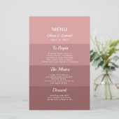ほこりっぽいピンク深い赤面エレガスタイリッシュントなウェディングメニュー (スタンド正面)
