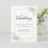 ほこりっぽいピンク牡丹フローラシックな水結婚色の 招待状 (スタンド正面)