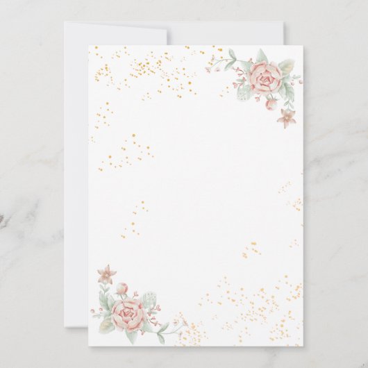 ほこりっぽいピンク牡丹フローラシックな水結婚色の 招待状 (裏面)