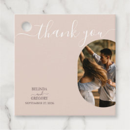 ほこりっぽいピンク私たちはミニマリストの写真結婚のギフトをする フェイバータグ