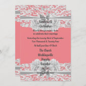 ほこりっぽいピンク結婚の白いレースの写真の招待 招待状 (正面/裏面)