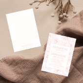 ほこりっぽいピンク結婚フローラ 招待状