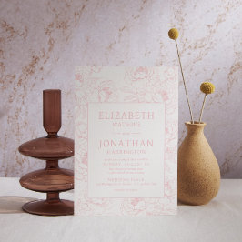 ほこりっぽいピンク結婚フローラ 招待状