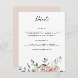 ほこりっぽいピンク結婚ローズ詳細 エンクロージャーカード