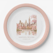 ほこりっぽいピンク色のニューヨー結婚ク ペーパープレート (正面)