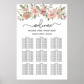 ほこりっぽいピンク色のバラ結婚の9テーブルの座席表 ポスター (正面)