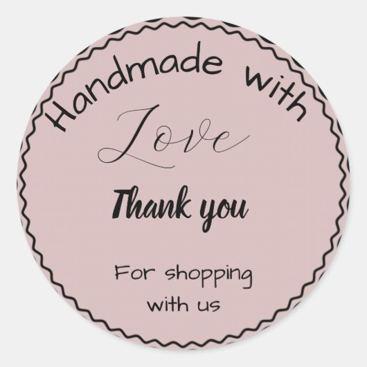 ほこりっぽいピンク色のビジネステッカー ラウンドシール (正面)