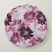 ほこりっぽいピンク色のピンク色のバーガンディーな花 ラウンドクッション (裏面)