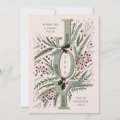 ほこりっぽいピンク色の木々の葉がクリスマスの喜び シーズンカード (正面)