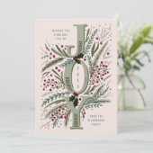 ほこりっぽいピンク色の木々の葉がクリスマスの喜び シーズンカード (スタンド正面)