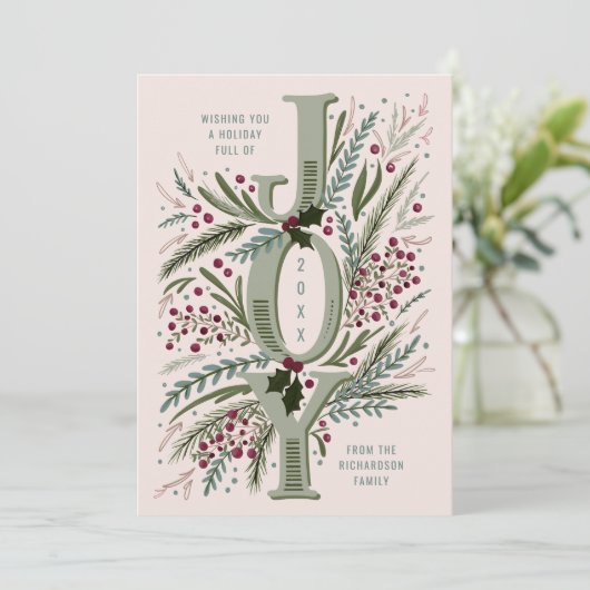 ほこりっぽいピンク色の木々の葉がクリスマスの喜び シーズンカード (スタンド正面)