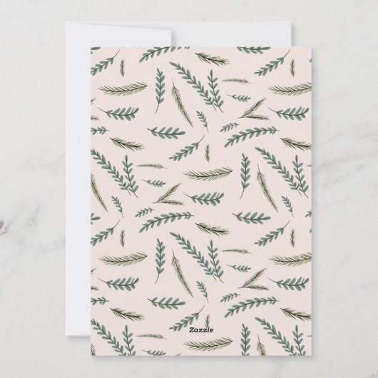 ほこりっぽいピンク色の木々の葉がクリスマスの喜び シーズンカード (裏面)