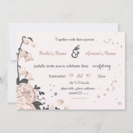 ほこりっぽいピンク色の濃い灰色の花は素晴ら結婚しい 招待状