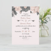 ほこりっぽいピンク色の灰色の花は素晴結婚らしい 招待状 (スタンド正面)