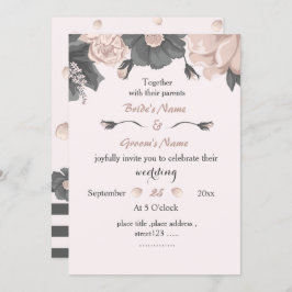 ほこりっぽいピンク色の灰色の花は素晴結婚らしい 招待状