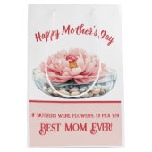 ほこりっぽいピンク色の牡丹の母の日 ミディアムペーパーバッグ (正面)