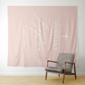 ほこりっぽいピンク色の白いクロスガールのバプテスマ写真の背景 タペストリー (インサイチュ(横))