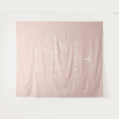 ほこりっぽいピンク色の白いクロスガールのバプテスマ写真の背景 タペストリー (正面(横))