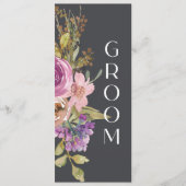 ほこりっぽいピンク色の紫のフローラの結婚椅子のサイン メニュー (正面)