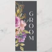 ほこりっぽいピンク色の紫のフローラの結婚椅子のサイン メニュー (裏面)