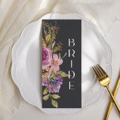 ほこりっぽいピンク色の紫のフローラの結婚椅子のサイン メニュー