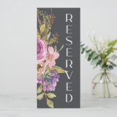 ほこりっぽいピンク色の紫のフローラの結婚椅子のサイン メニュー (スタンド正面)