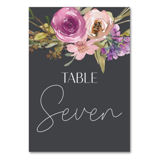 ほこりっぽいピンク色の紫結婚のフローラのテーブル番号 テーブルナンバー (裏面)