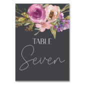 ほこりっぽいピンク色の紫結婚のフローラのテーブル番号 テーブルナンバー (正面)