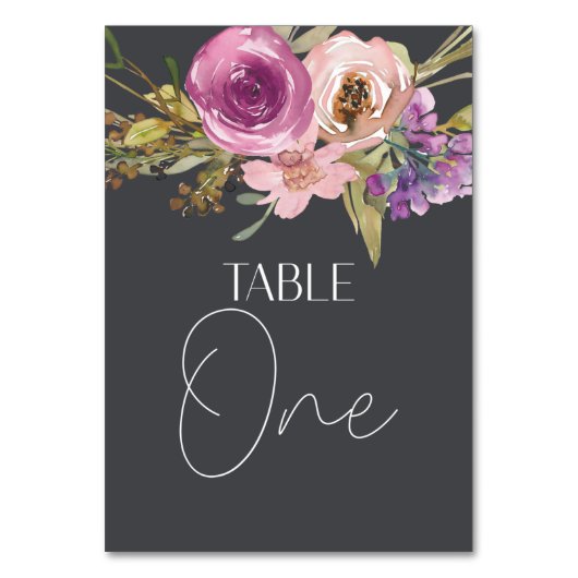 ほこりっぽいピンク色の紫結婚のフローラのテーブル番号 テーブルナンバー (正面)