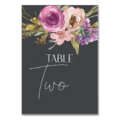 ほこりっぽいピンク色の紫結婚のフローラのテーブル番号 テーブルナンバー (正面)