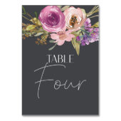 ほこりっぽいピンク色の紫結婚のフローラのテーブル番号 テーブルナンバー (裏面)