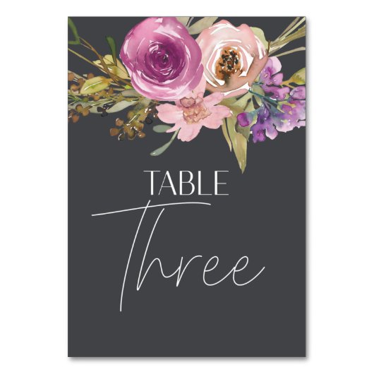 ほこりっぽいピンク色の紫結婚のフローラのテーブル番号 テーブルナンバー (裏面)