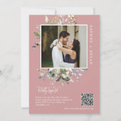 ほこりっぽいピンク色の緑が幸いにもパーティー写真の後 招待状 (裏面)