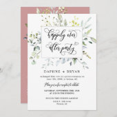 ほこりっぽいピンク色の緑が幸いにもパーティー写真の後 招待状 (正面/裏面)